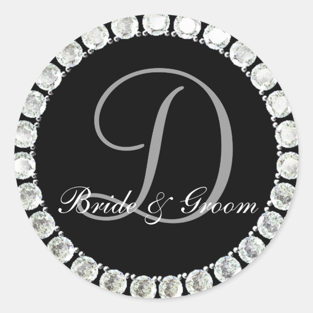 Sticker Rond Sceau personnalisable en diamant monogramme D (Devant)