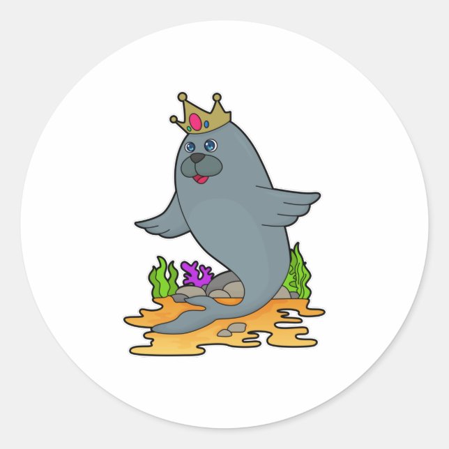 Sticker Rond Sceau roi avec couronne (Devant)