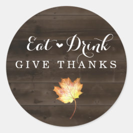 Sticker Rond Sceau Rustique Thanksgiving Diner soirée Enveloppe