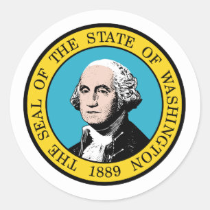 Sticker Rond Sceau Washington, Sceau de l'autocollant Washingto