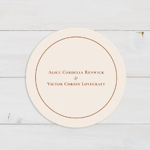 Sticker Rond Sceaux de mariage simple Bohème Arche ivoire