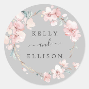 Sticker Rond Sceaux Mariages d'enveloppes de fleurs de cerisier