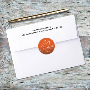 Sticker Rond Scellé d'enveloppe orange avec écriture de fin d'é