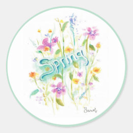 Sticker Rond Sceller à chevalet à fleurs rondes