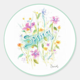 Sticker Rond Sceller à chevalet à fleurs rondes