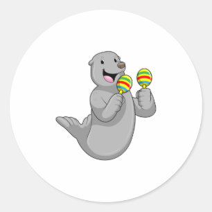 Sticker Rond Sceller comme musicien avec Maracas