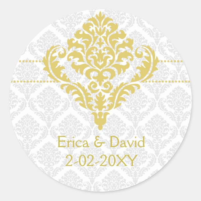 Sticker Rond scellés de l'enveloppe damée jaune (Devant)