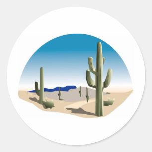 Sticker Rond Scène de Cactus Prairie
