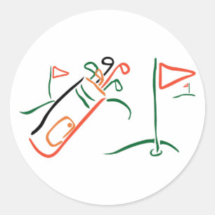Sticker Rond Scène de golf