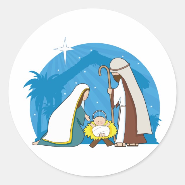 Sticker Rond Scène de la Nativité (Devant)