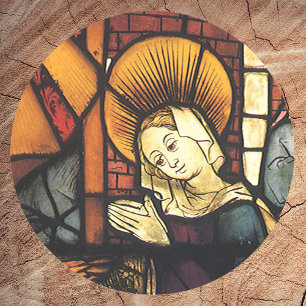Sticker Rond Scène de la Nativité de Noël vintage en verre colo