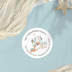Sticker Rond Scène de la Nativité Trois Rois Nom du retour Adre