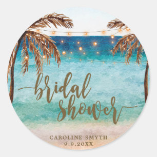 Sticker Rond scène de plage tropicale douche nuptiale faveurs a