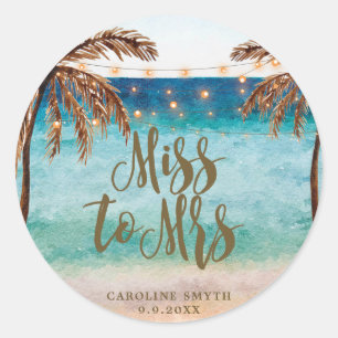 Sticker Rond scène de plage tropicale miss to mrs favker sticke