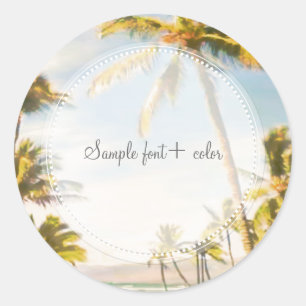 Sticker Rond Scène de plage vintage PixDezine