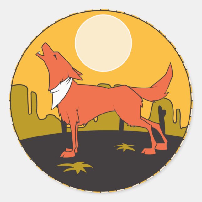 Sticker Rond scène hurlante de coyote (Devant)