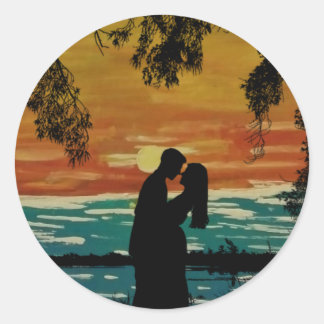 Sticker Rond scène romantique de couple