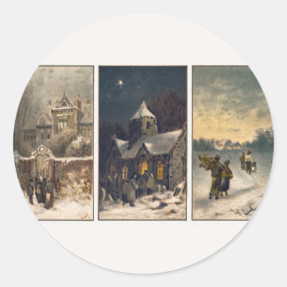 Sticker Rond Scènes d'hiver de Noël (1865-1899)