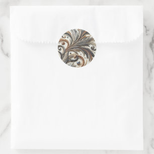 Sticker Rond Schéma floral brillant avec pierre de gemme