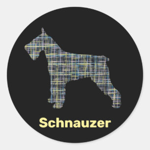 Sticker Rond Schnauzer Chien Jaune et Grille noire