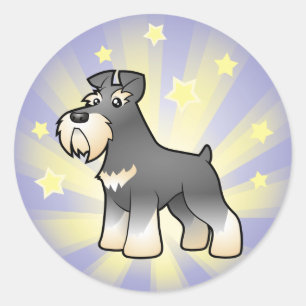 Sticker Rond Schnauzer géant/standard/miniature de peu d'étoi