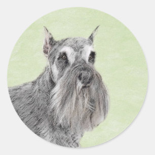 Sticker Rond Schnauzer (Giant, Standard) Peinture - Chien Art