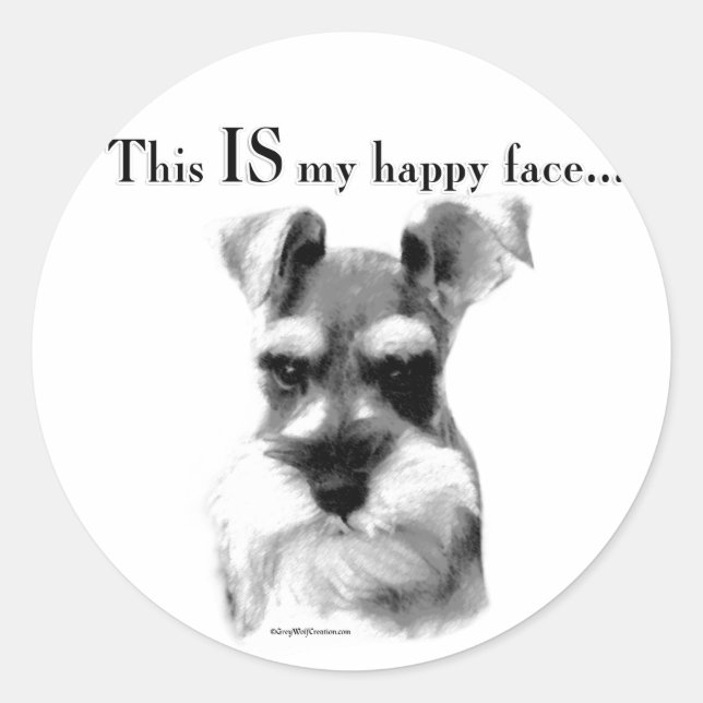 Sticker Rond Schnauzer Happy Face (Devant)