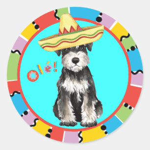 Sticker Rond Schnauzer miniature de fiesta