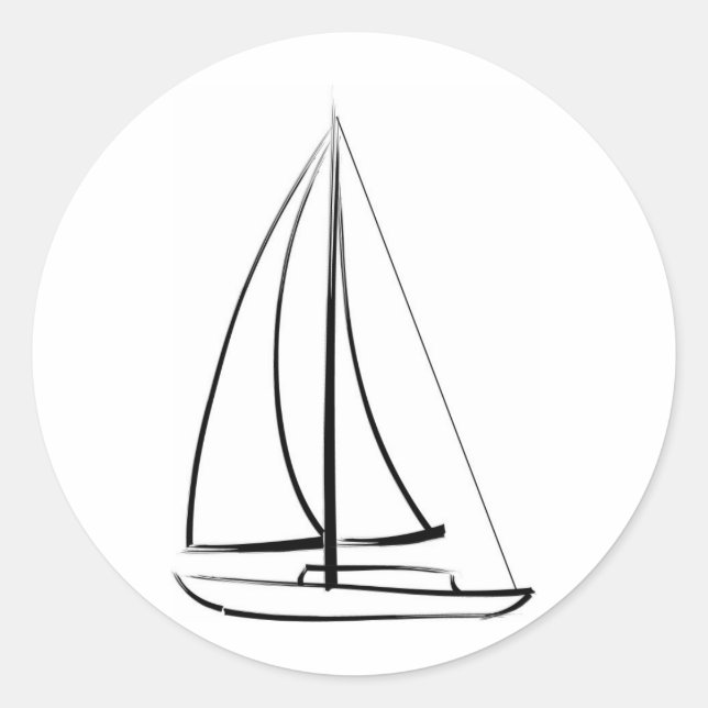 Sticker Rond Schooner à brosse noire (Devant)