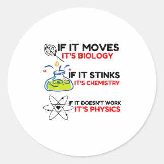 STICKER ROND SCIENCE BIOLOGY CHIMIISTRY PHYSICS