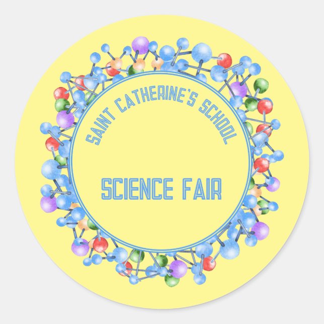 Sticker Rond Science Fair Attraits Molécules Particules Particu (Devant)