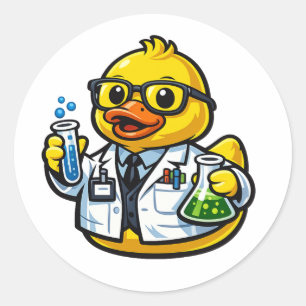 Sticker Rond Scientifique Canard en Caoutchouc