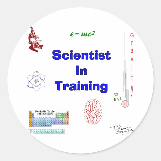 Sticker Rond Scientifique en formation (Devant)