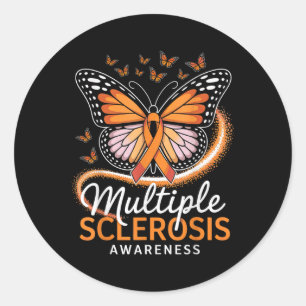 Sticker Rond Sclérose en plaques Papillon de sensibilisation Or