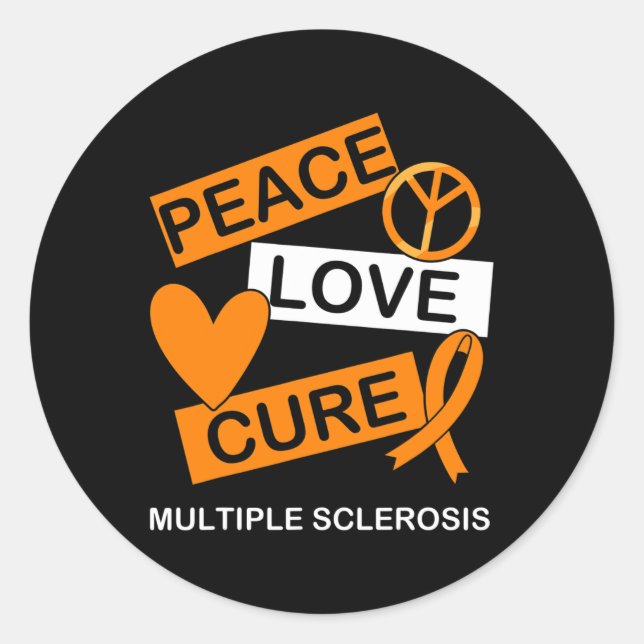 Sticker Rond Sclérose Sensibilisation Paix Amour Traiter Sensib (Devant)