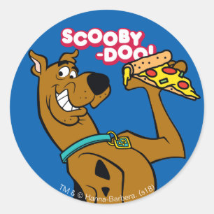 Sticker Rond Scooby Doo Avec Pizza Slice
