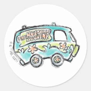 Sticker Rond Scooby-Doo   Croquis de machine mystère
