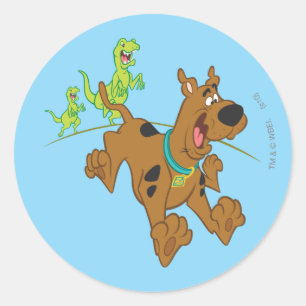 Sticker Rond Scooby-Doo Dinosaur Escape