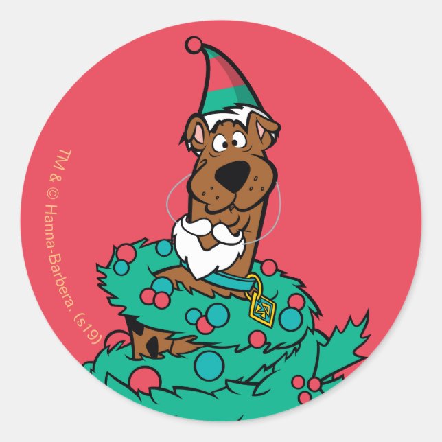 Sticker Rond Scooby Doo Enveloppé Dans Des Wreath (Devant)