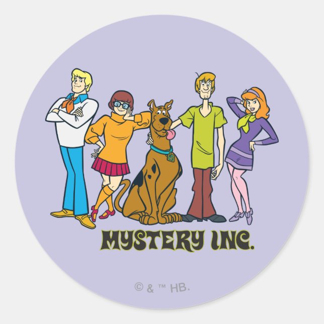 Sticker Rond Scooby-Doo et Gang Mystery Inc. Classic (Devant)