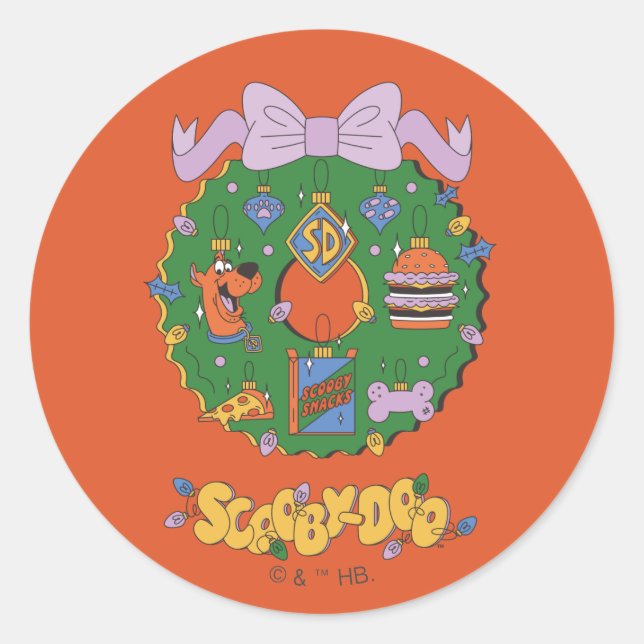 Sticker Rond Scooby-Doo Holiday Snack Wreath Graphic (Devant)