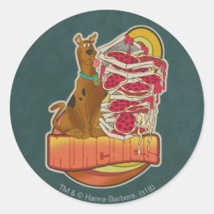 Sticker Rond Scooby-Doo   Pile de Pizza "Munchies" Graphique