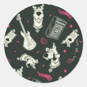 Sticker Rond Scooby Doo Punk Guitare et Motif Amp