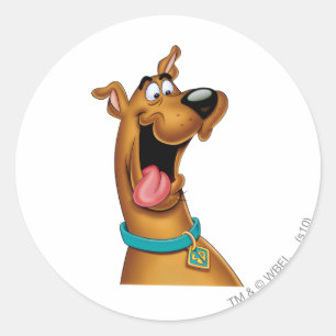 Sticker Rond Scooby Doo Visage Excité