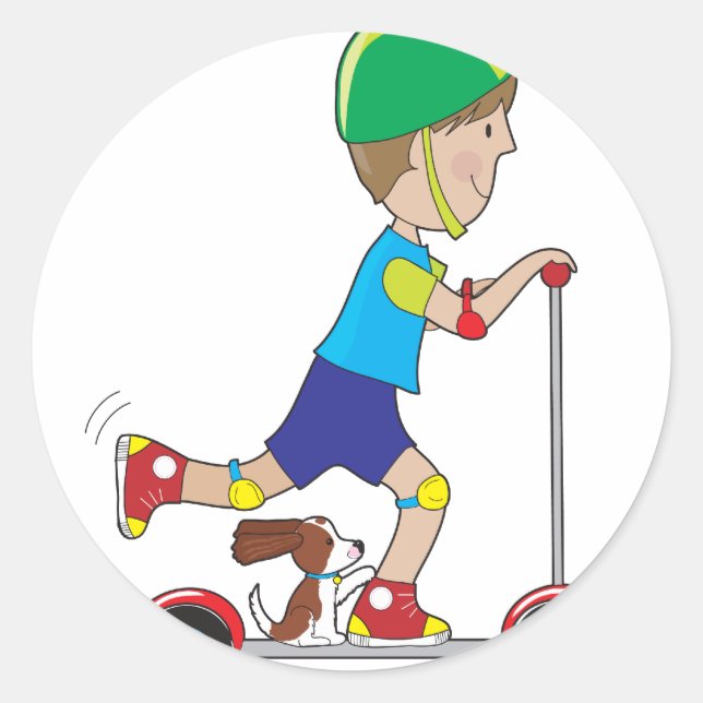 Sticker Rond Scooter Boy (Devant)