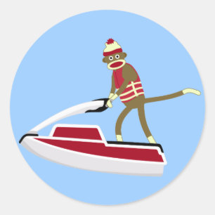 Sticker Rond Scooter de mer de singe de chaussette