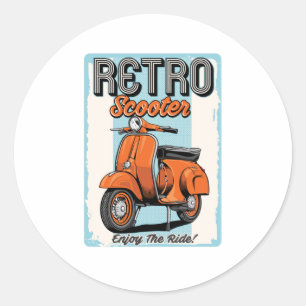 Sticker Rond Scooter Retro