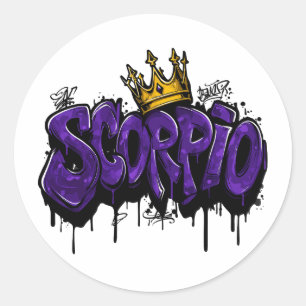 Sticker Rond Scorpio intense Zodiac Graffiti Airbrush avec Corb