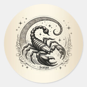 Sticker Rond Scorpion Croissant Lune Astrologie Zodiac Scorpio