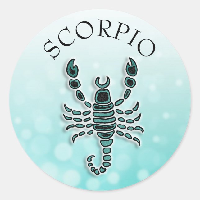 Sticker Rond Scorpion Horoscope turquoise (Devant)